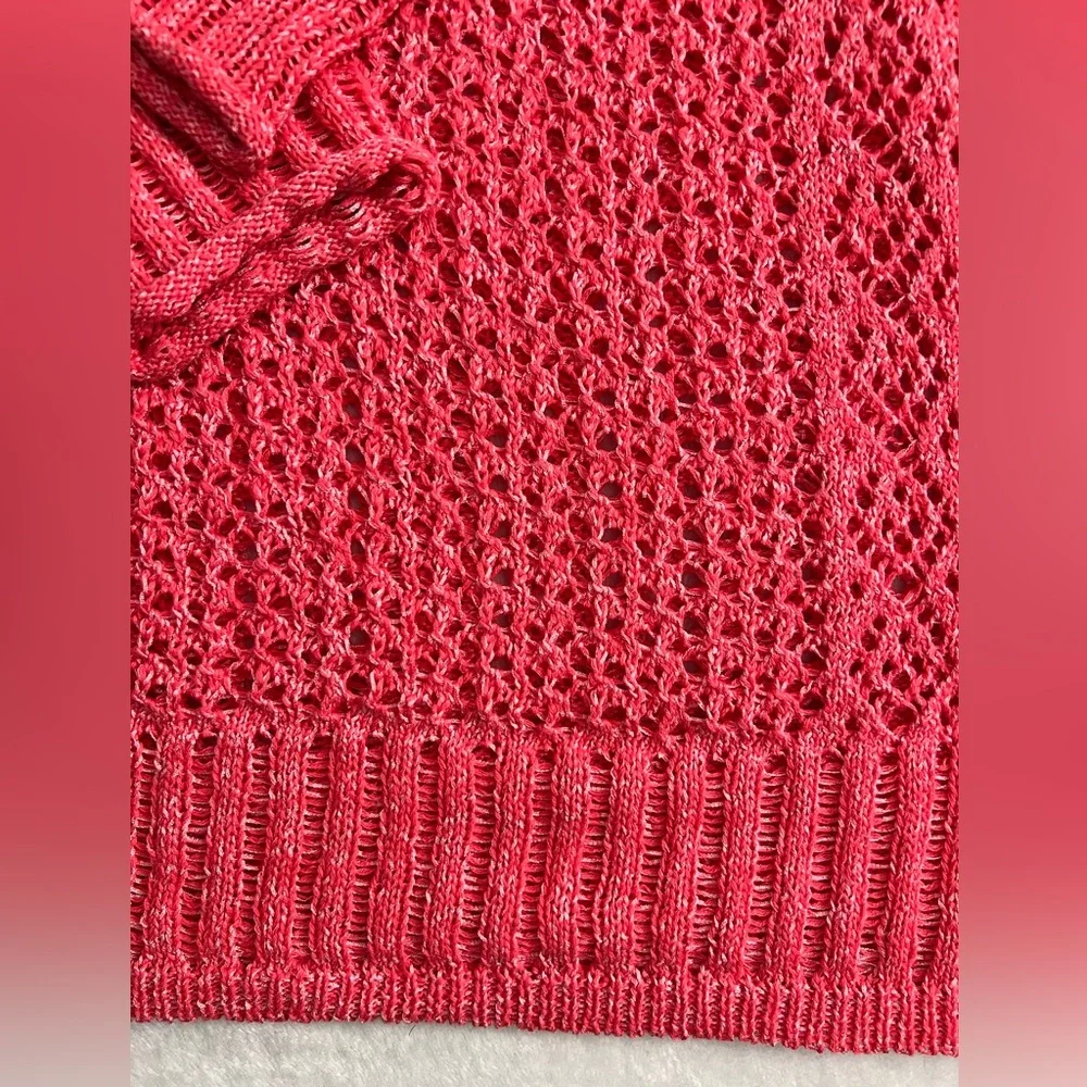 Chico’s Light Lacy Open-Stitch Layering Sweater, Size 2 = L, Size 12